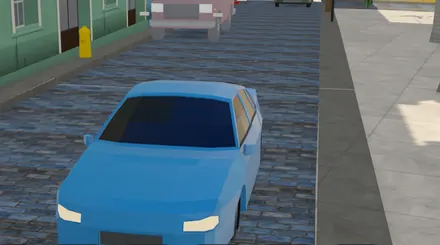 A small blue compact hatchback