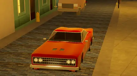 Un muscle car rojo de parrilla ancha